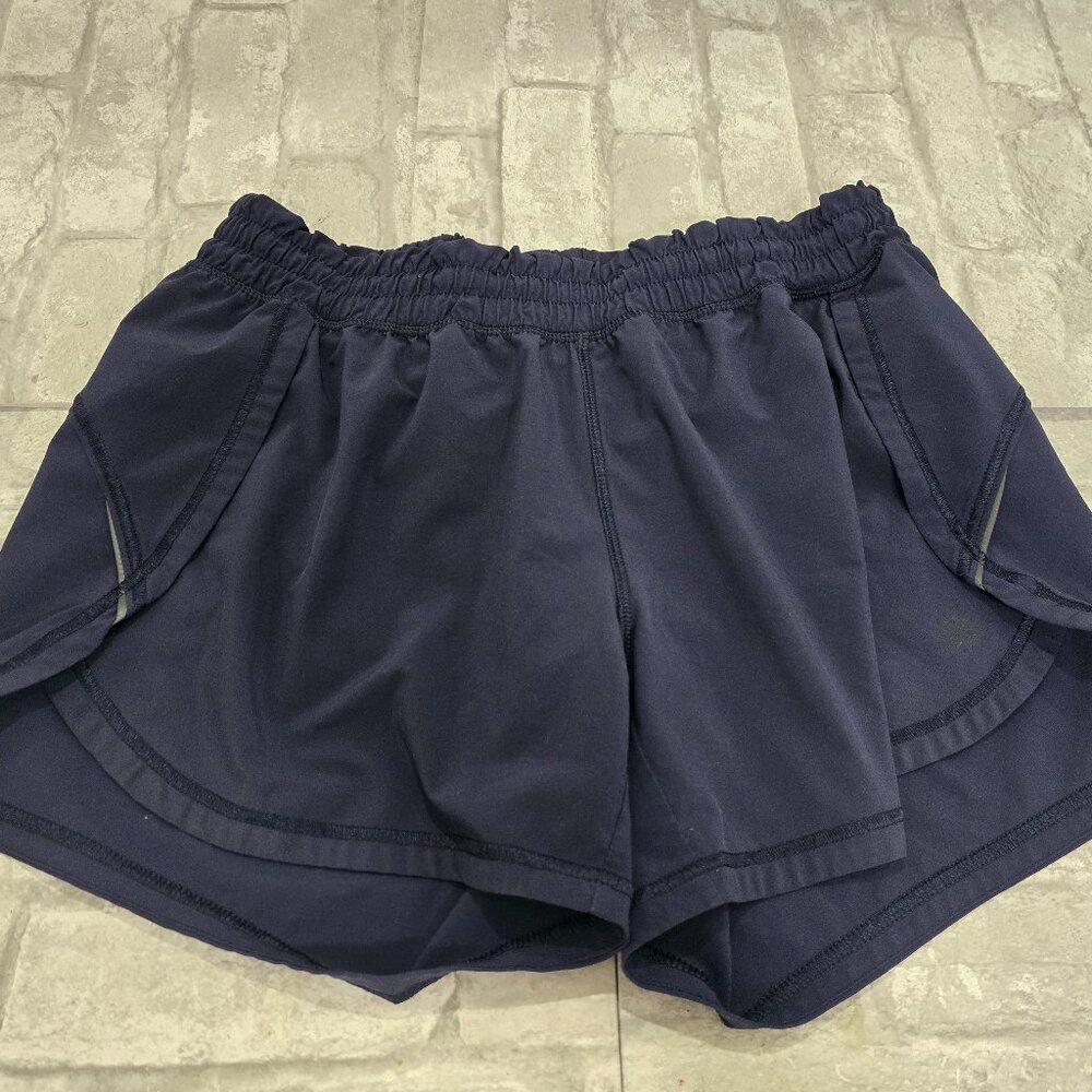 Athleta‎ Women’s Lined Running Shorts Size M Navy Blue 4" Inseam